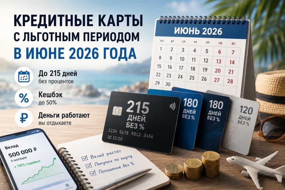 Кредитные карты с льготным периодом в июне 2026 года