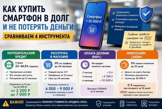 Как купить смартфон в долг и не потерять деньги: сравниваем четыре инструмента
