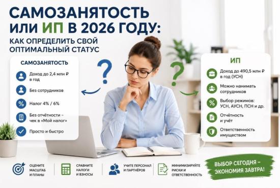 Самозанятость или ИП в 2026 году: как определить свой оптимальный статус